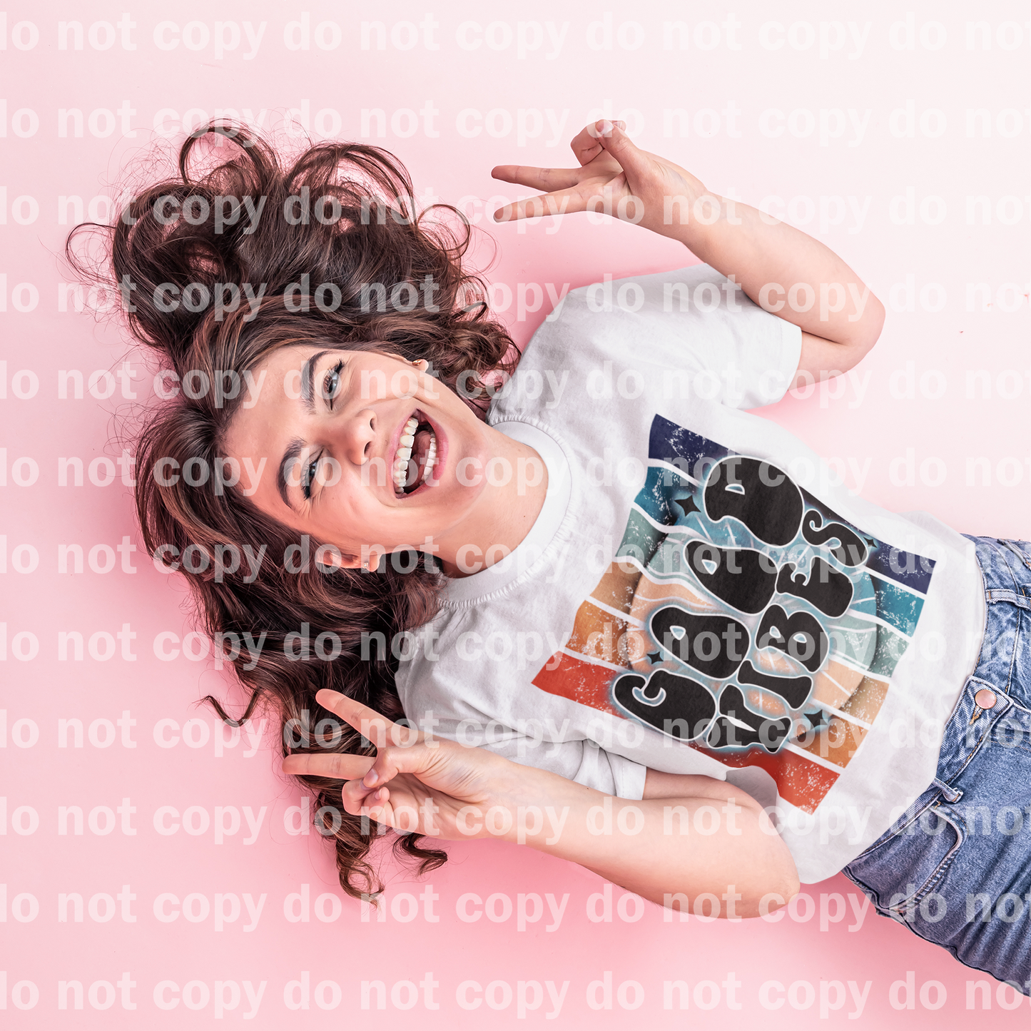 Good Vibes Retro Distressed Dream print transfer