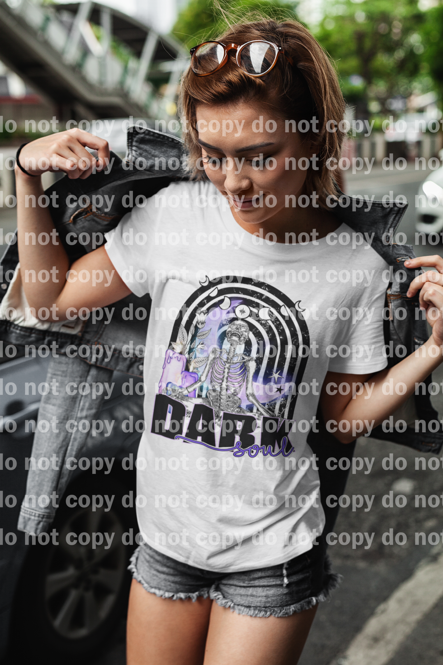 Dark soul purple Skellie skeleton Rainbow Distressed Dream print transfer