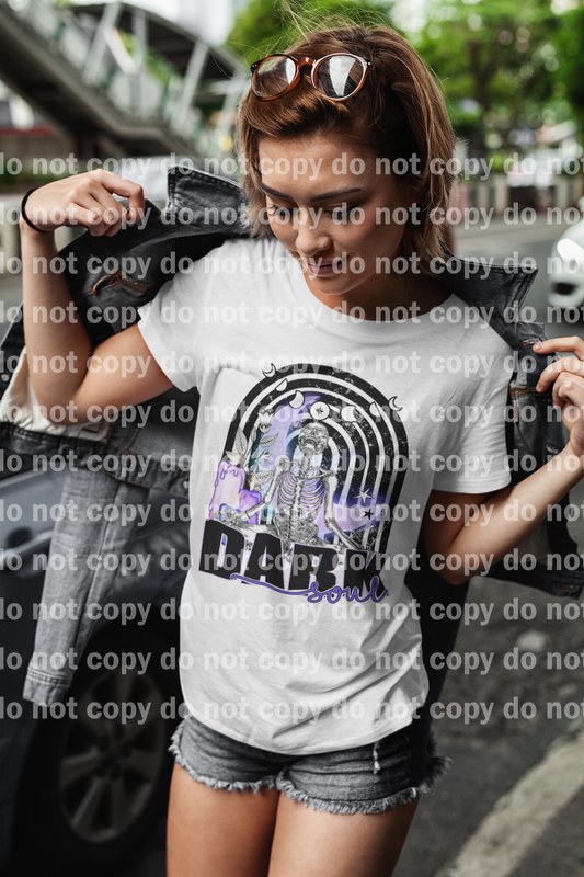 Dark soul purple Skellie skeleton Rainbow Distressed Dream print transfer