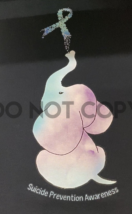 Suicide prevention awareness baby watercolor elephant ribbon Low heat Full color Screen Print transfer