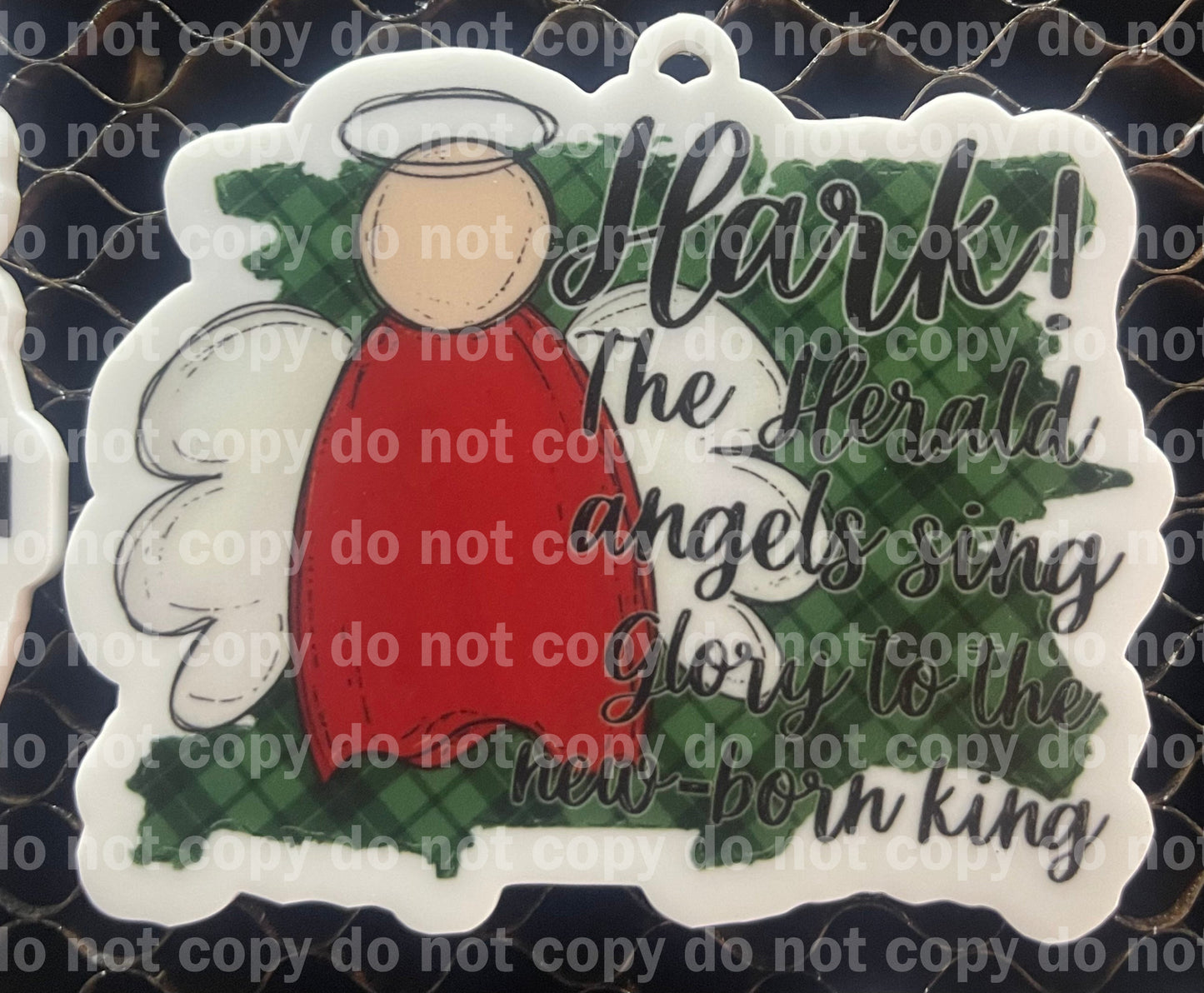 Hark the herald Angels sing christmas carol Christmas ornament uv print and acrylic
