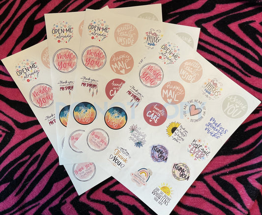 sticker sheet, assorted designs, 20 2” stickers per sheet