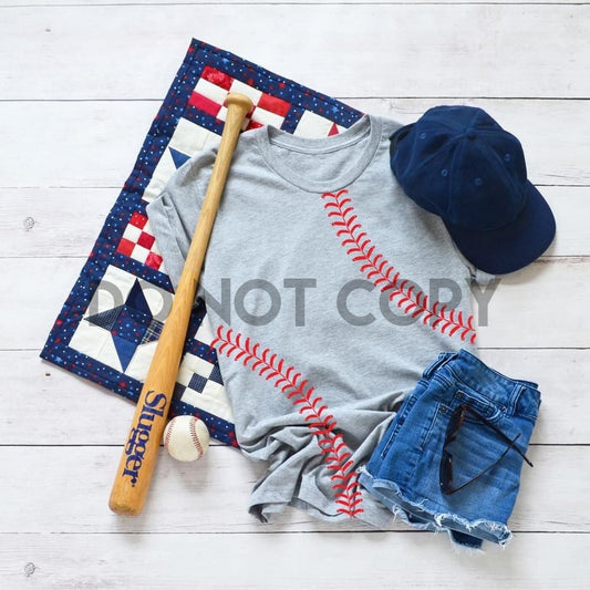 Baseball stitching one color red white or blue Screen print transfer Plastisol ink one color