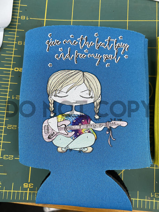 Give me the beat boys and free my soul lyrics hippie guitar girl can hugger Low heat Full color Screen Print transfer