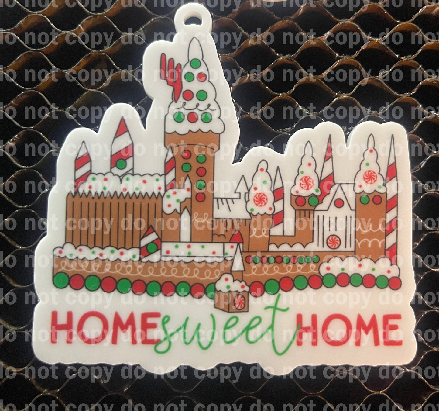 Home sweet home gingerbread house castle Christmas ornament uv print and acrylic