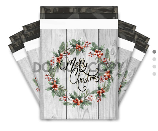 Poly mailer Christmas wreath merry Christmas holiday 10x13