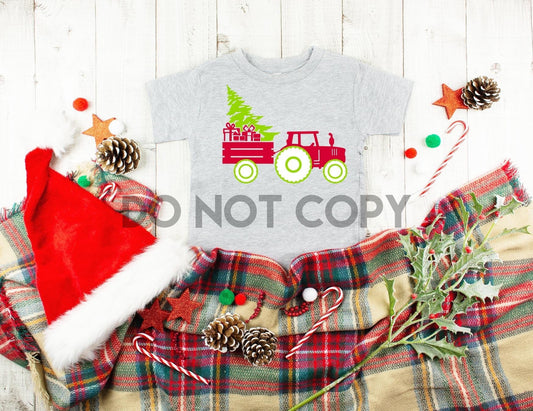 Youth Christmas tractor farm 3 color Screen Print transfer