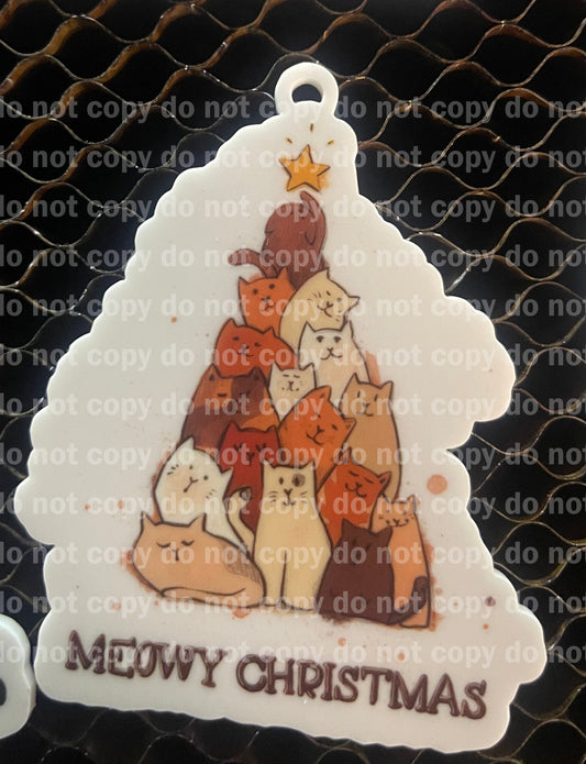 Meowy Christmas Cat tree Christmas ornament uv print and acrylic