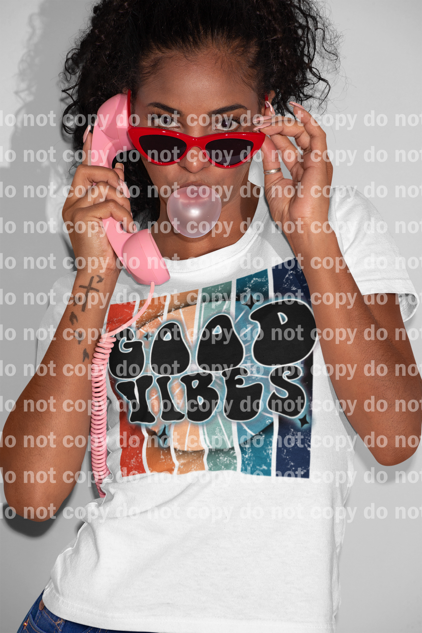 Good Vibes Retro Distressed Dream print transfer