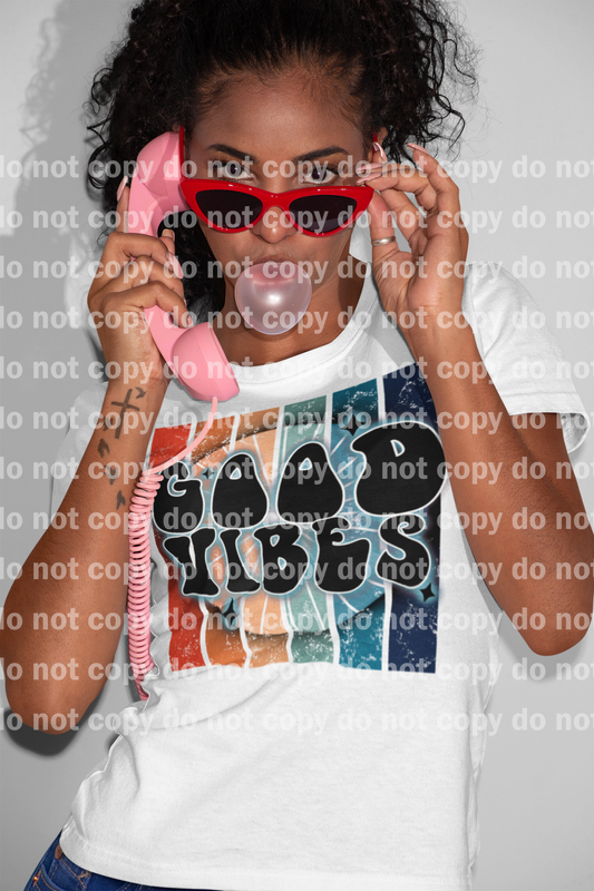 Good Vibes Retro Distressed Dream print transfer