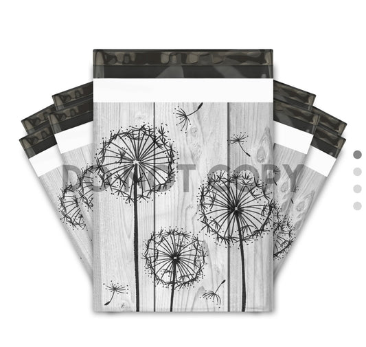 Poly mailer 10x13 grey farmhouse wood and dandelions