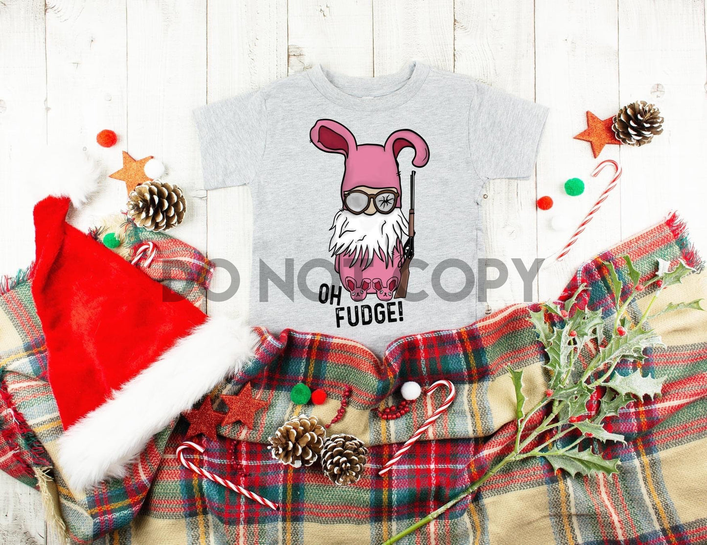 Oh Fudge Shoot your eye our bunny pajama Ralphie Christmas Story YOUTH HIGH HEAT Full color Screen Print transfer