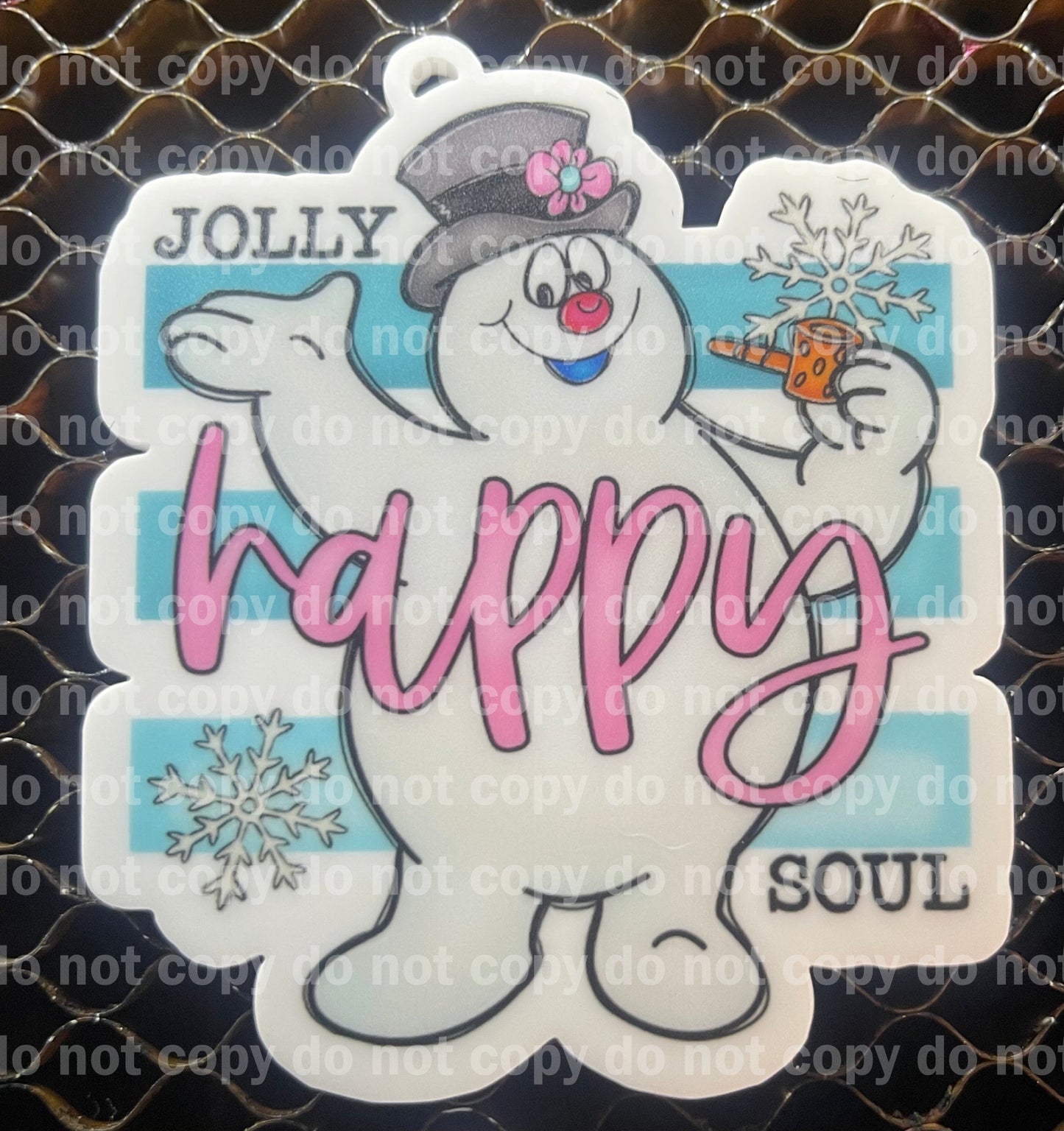 Jolly Happy Soul snowman Christmas ornament uv print and acrylic