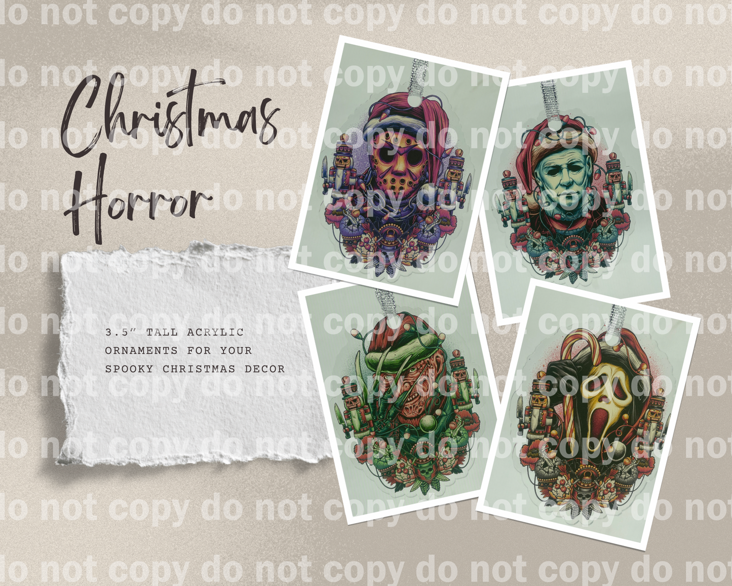 Christmas horror killer Christmas ornaments bad guys acrylic and uv print