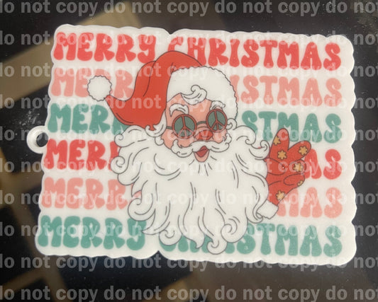Retro Santa Merry Christmas word stack Christmas ornament uv print and acrylic