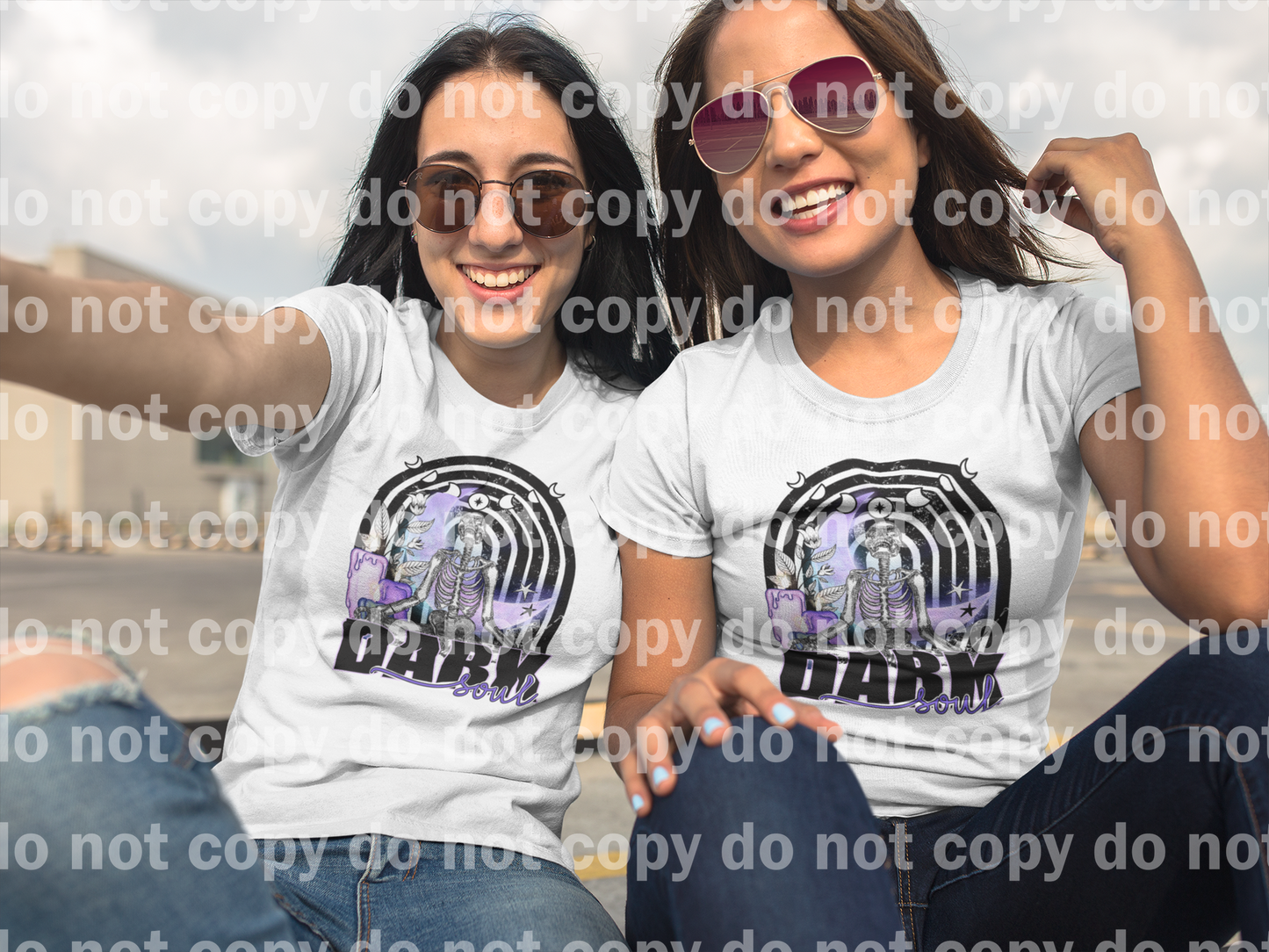 Dark soul purple Skellie skeleton Rainbow Distressed Dream print transfer