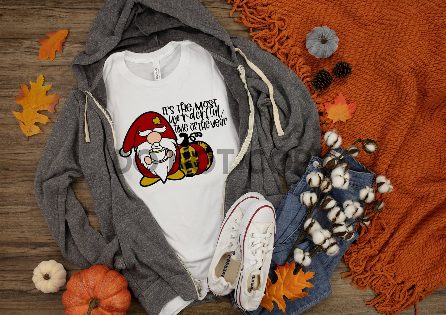 It's The Most Wonderful Time Of The Year Pumpkin Gnome Red Sublimation print