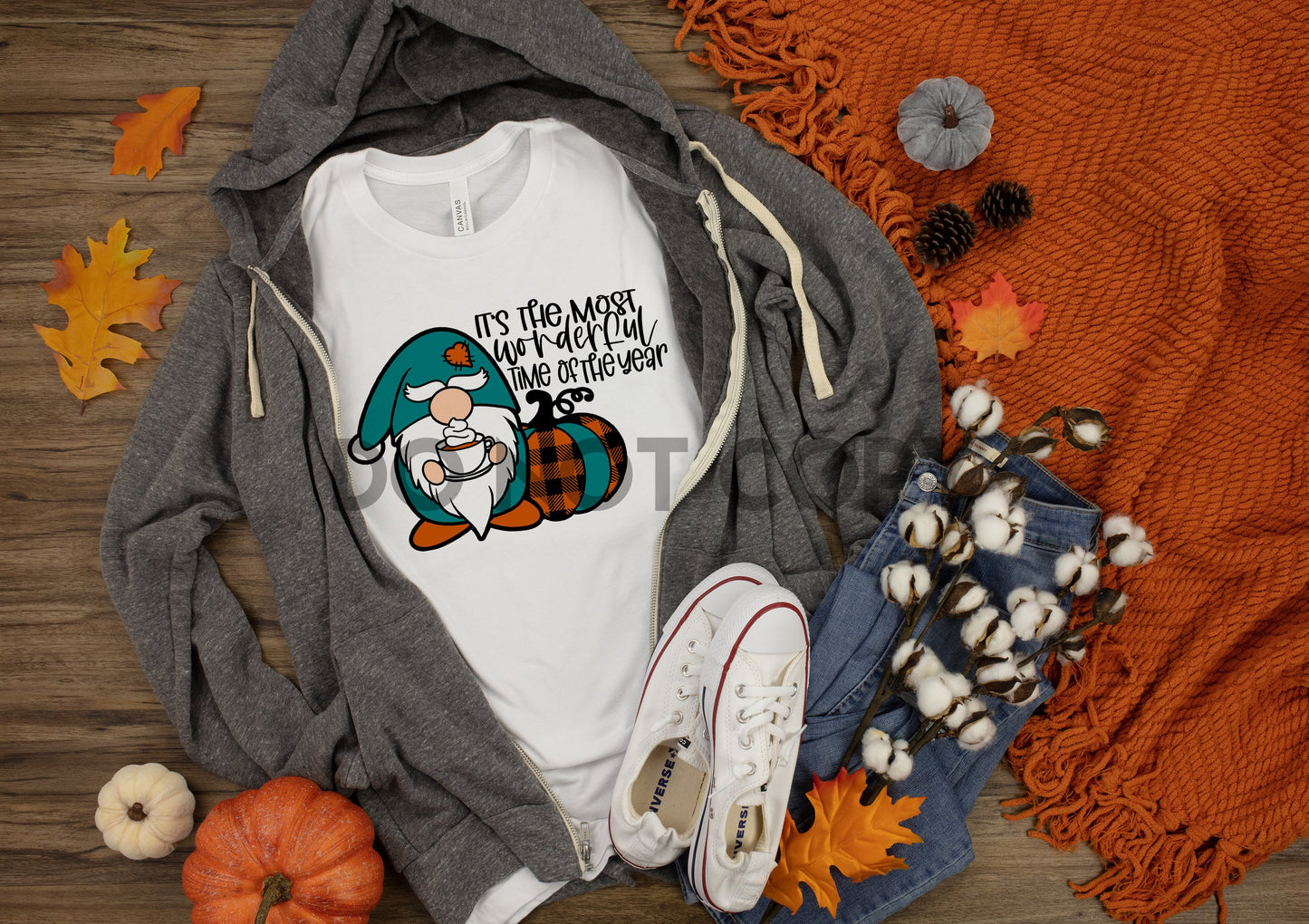 It's The Most Wonderful Time Of The Year Pumpkin Gnome Teal Sublimation print