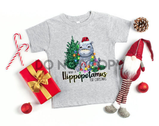 I want a Hippopotamus for Christmas Youth and Infant HIGH HEAT Full color Screen Print transfer