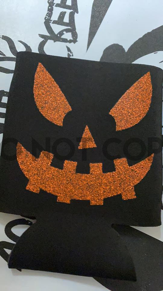 Jack o Lantern Pumpkin Spooky Smile Orange Glitter Screen print transfer