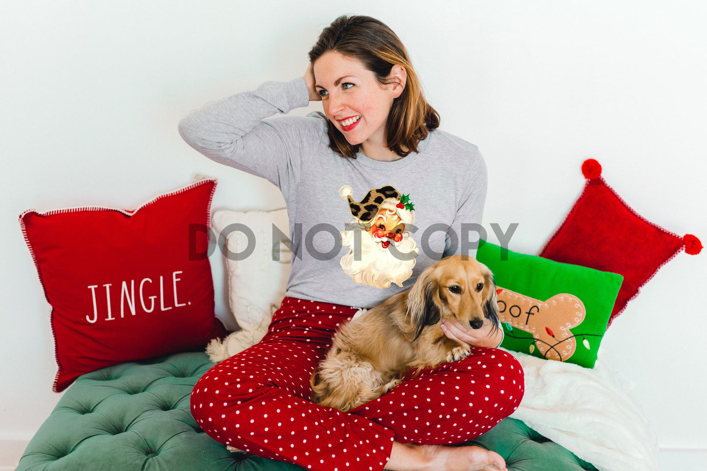 Transferencia de estampado Leopardo con sueño de Papá Noel dorado