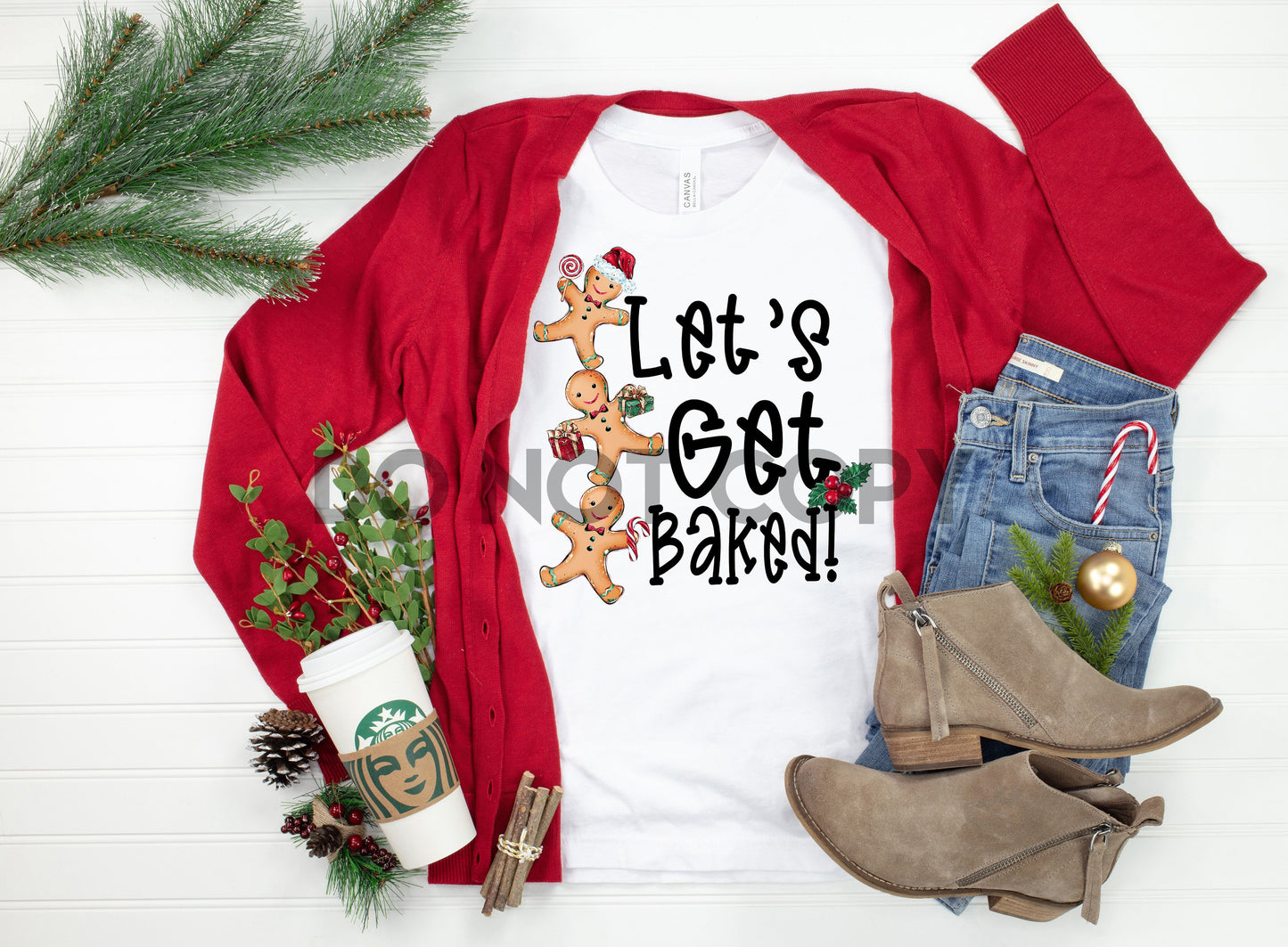 Let's get baked gingerbread Christmas cookies sublimation print