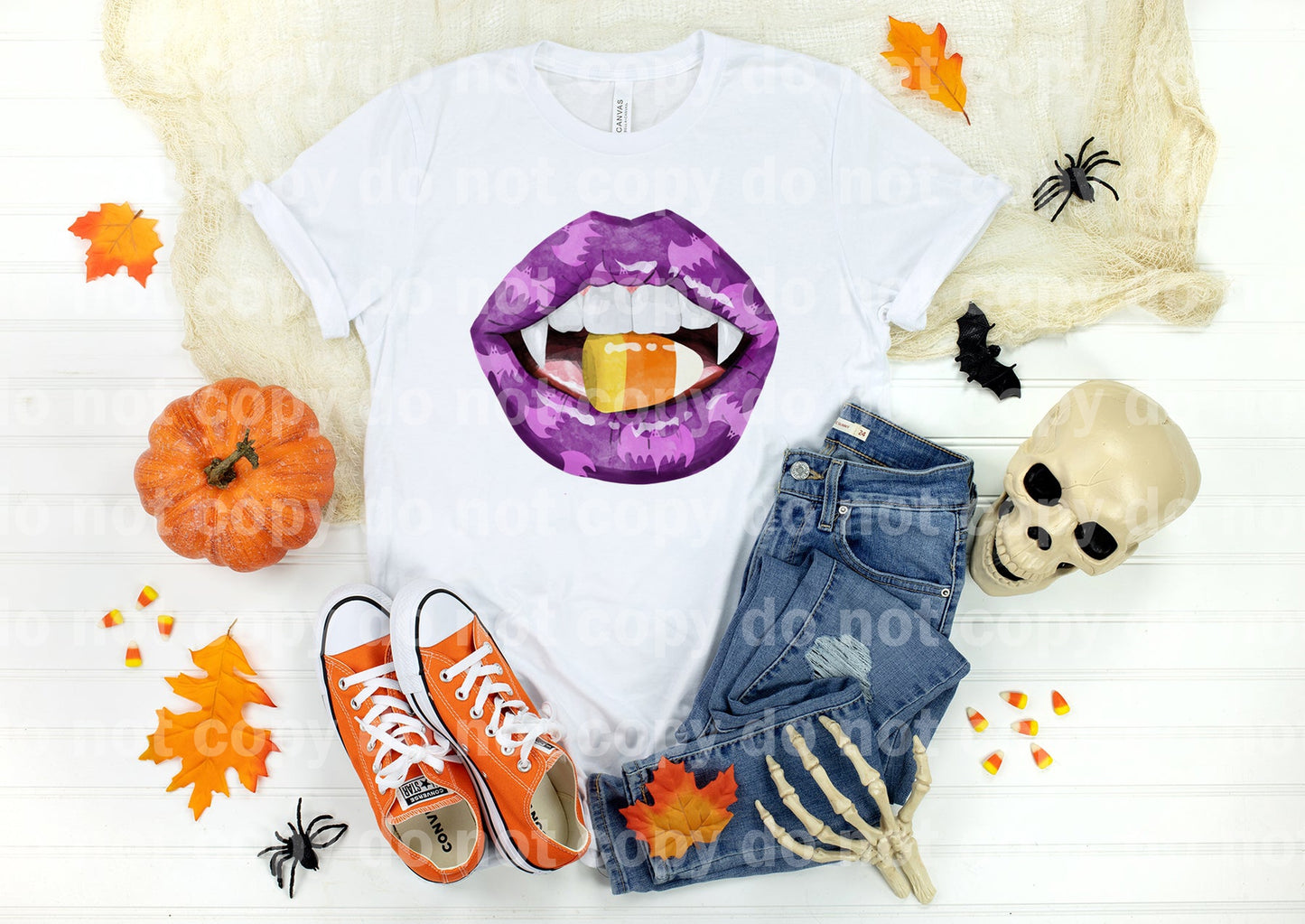 Lips Vampire Halloween Biting Candy Corn Dream Print or Sublimation Print