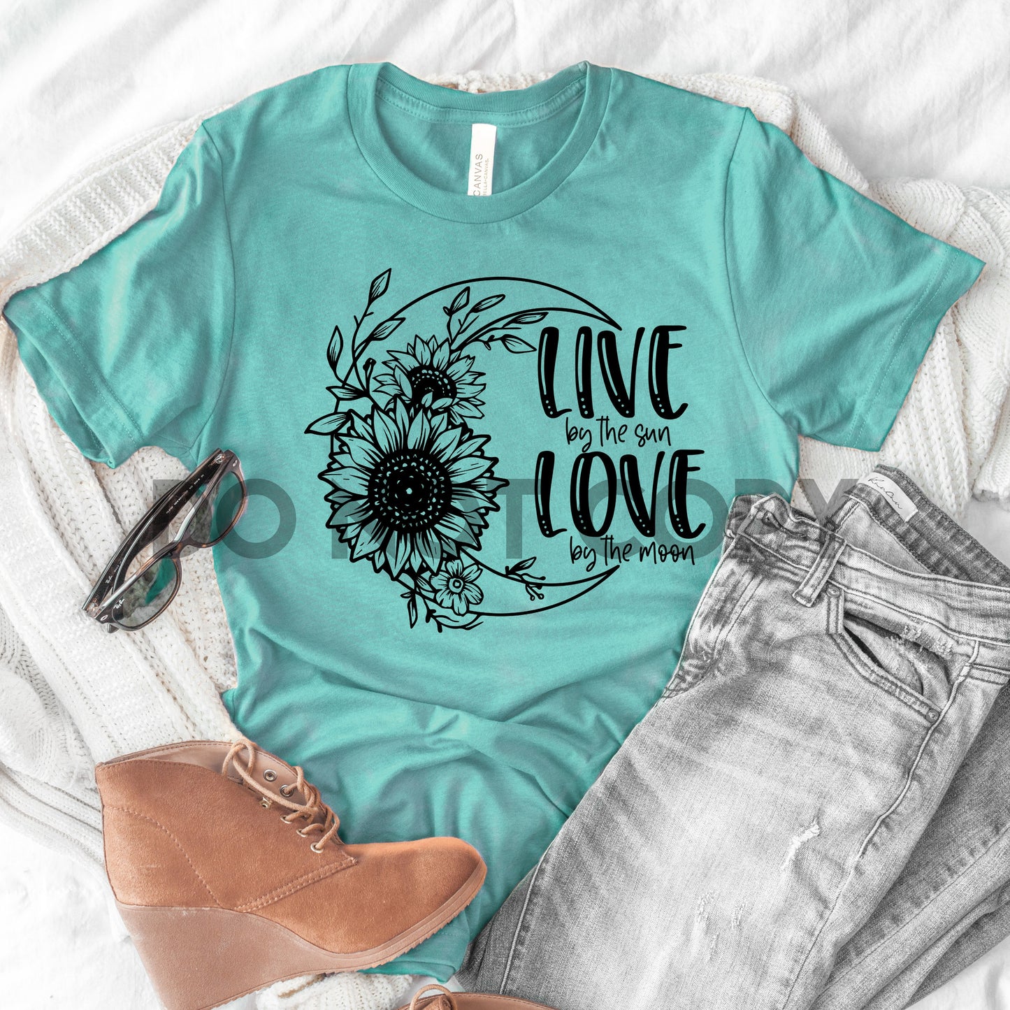Floral sunflower Live by the Sun Love by the moon Dream Print or Sublimation Print