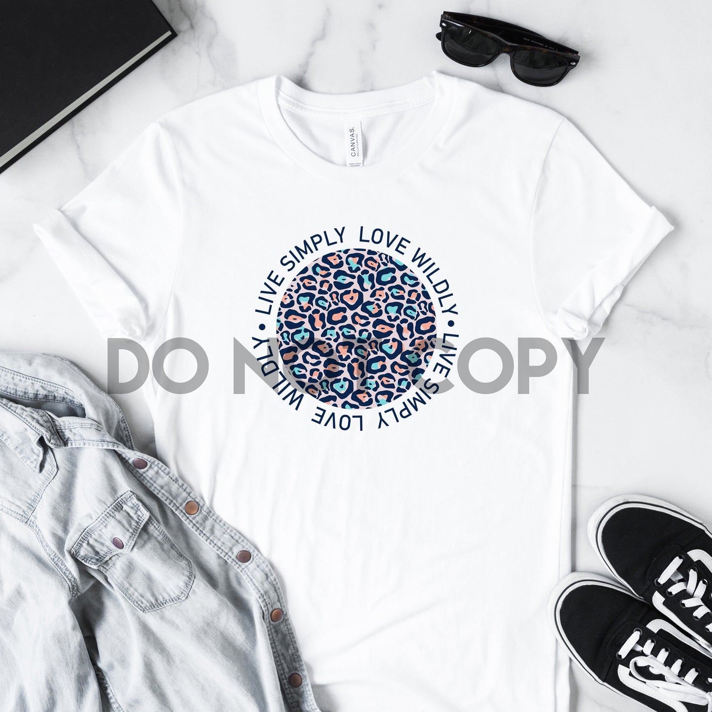 Live Simply Love Wildly Leopard Circle Sublimation print