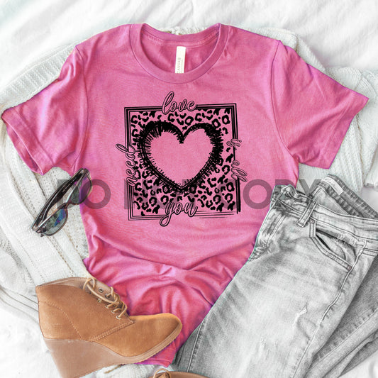 El amor es todo lo que necesitas corazón de leopardo transferencia de serigrafía de un color 