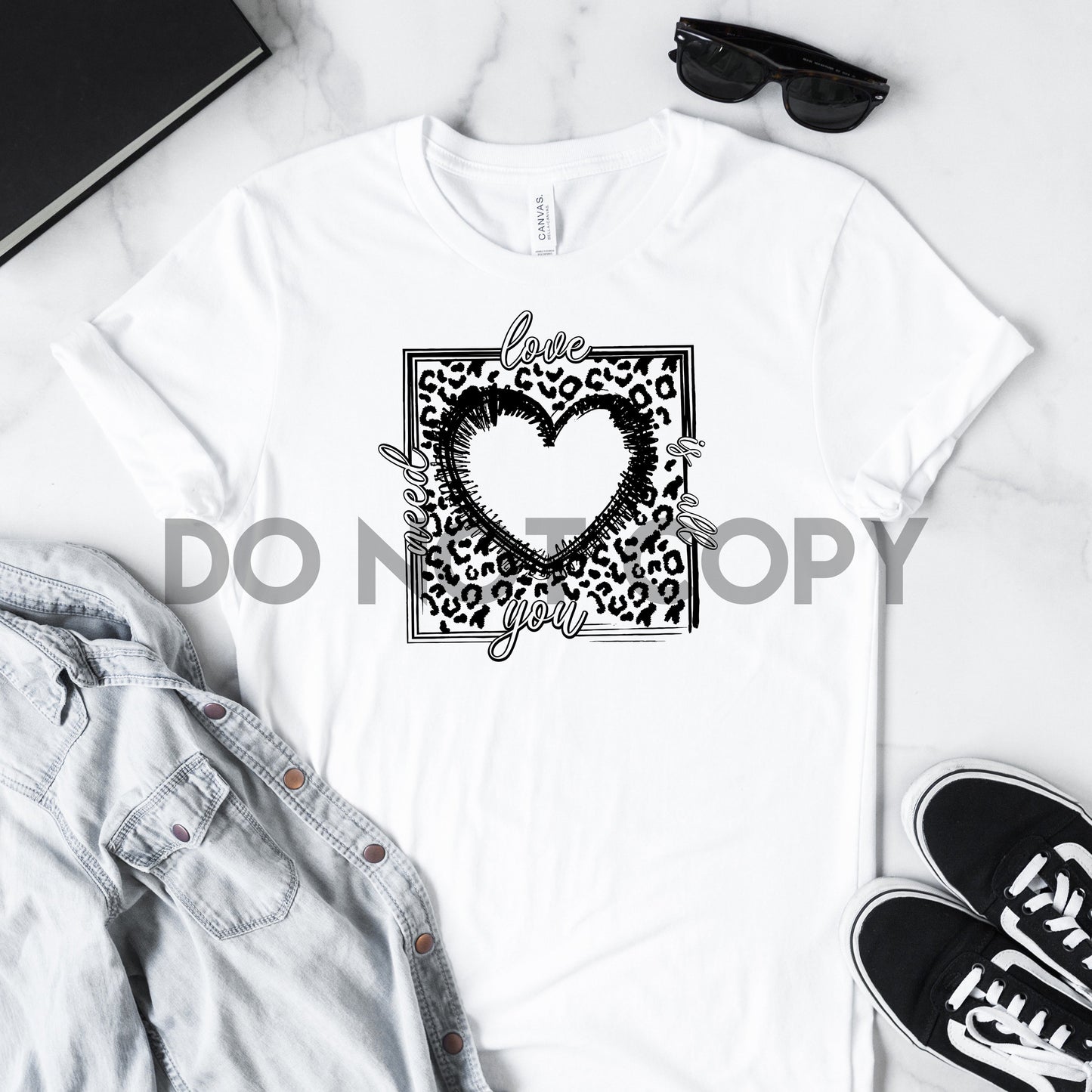 Love Is All You Need Leopard Print Heart Sublimation Print