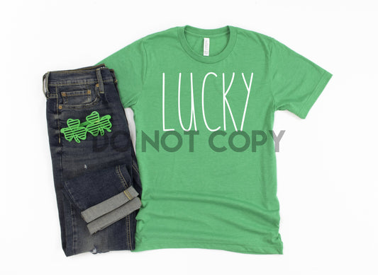 Granja de tinta blanca de la suerte Adultos y jóvenes que combinan con el día de San Patricio, transferencia de serigrafía en color