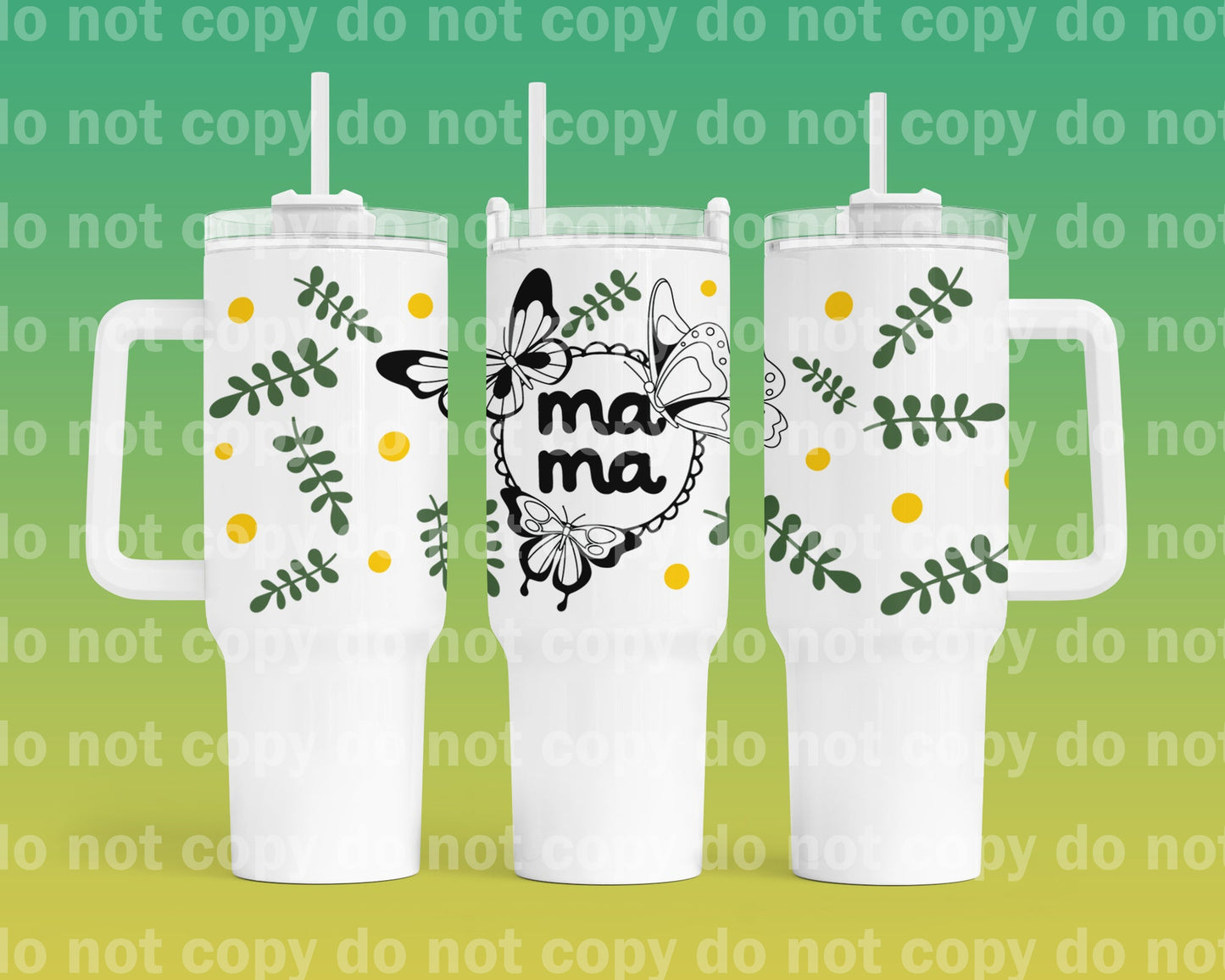 Envoltura de taza Mama Daisy de 40 oz con estampado de asa a juego