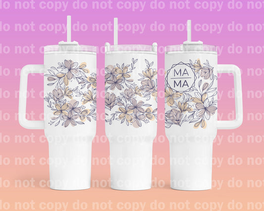 Floral Mama Octagon 40oz Cup Wrap with Matching Handle Print