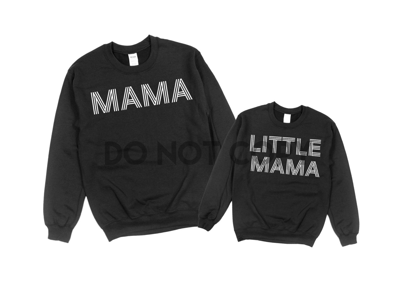 Line art font Mama Dada Little Man Little Mama mommy and me matching set WHITE one color Screen print transfer