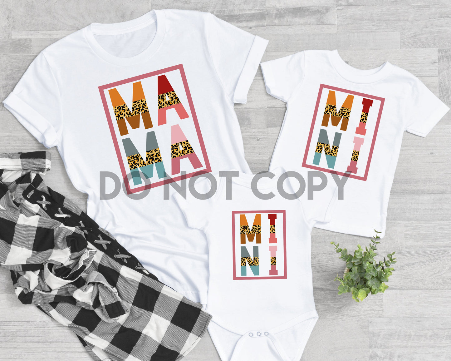 Mama Mini Leopard word art Mommy and Me matching Set Dream Print or Sublimation Print