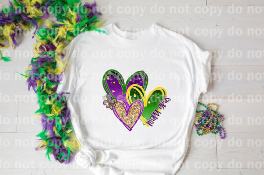 Mardi Gras Hearts Trio with Text Dream Print or Sublimation Print