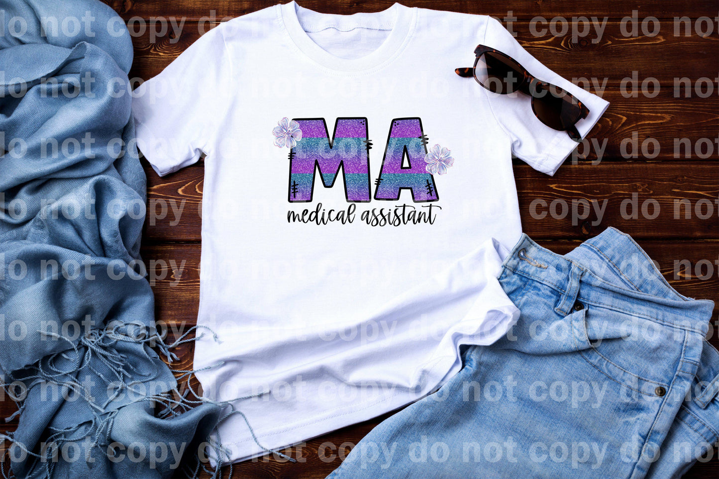 Medical Assistant Purple Glitter Sublimation Print