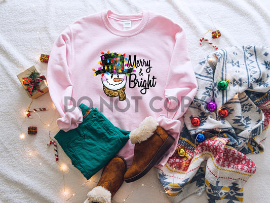 Merry and Bright Christmas Snowman Head Dream Print or Sublimation Print