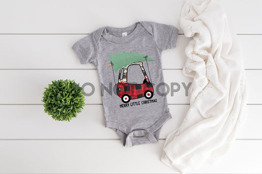 Cozy coupe Christmas tree buffalo plaid Merry little christmas infant Low heat Full color Screen Print transfer