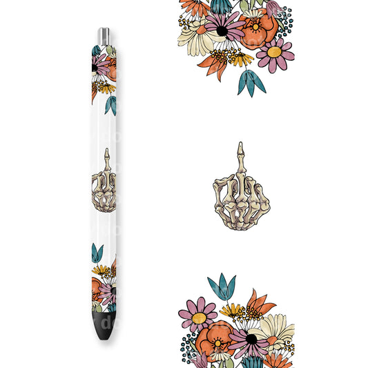 Middle Finger Skellie Floral Pen Wrap