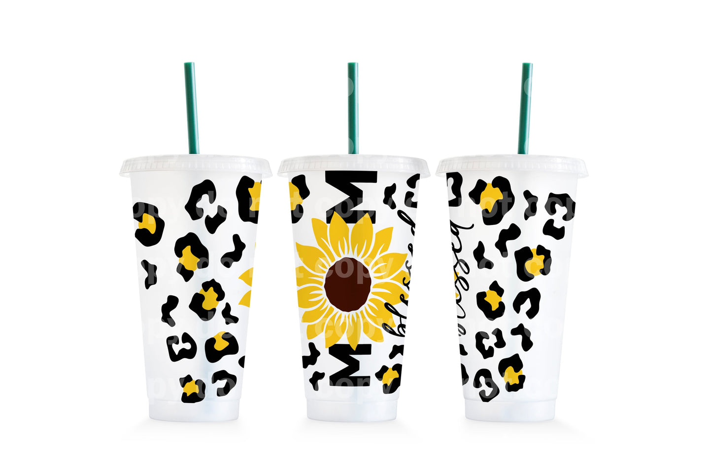 Mom Blessed Sunflower Cup Wrap 24oz Cold Cup Wrap