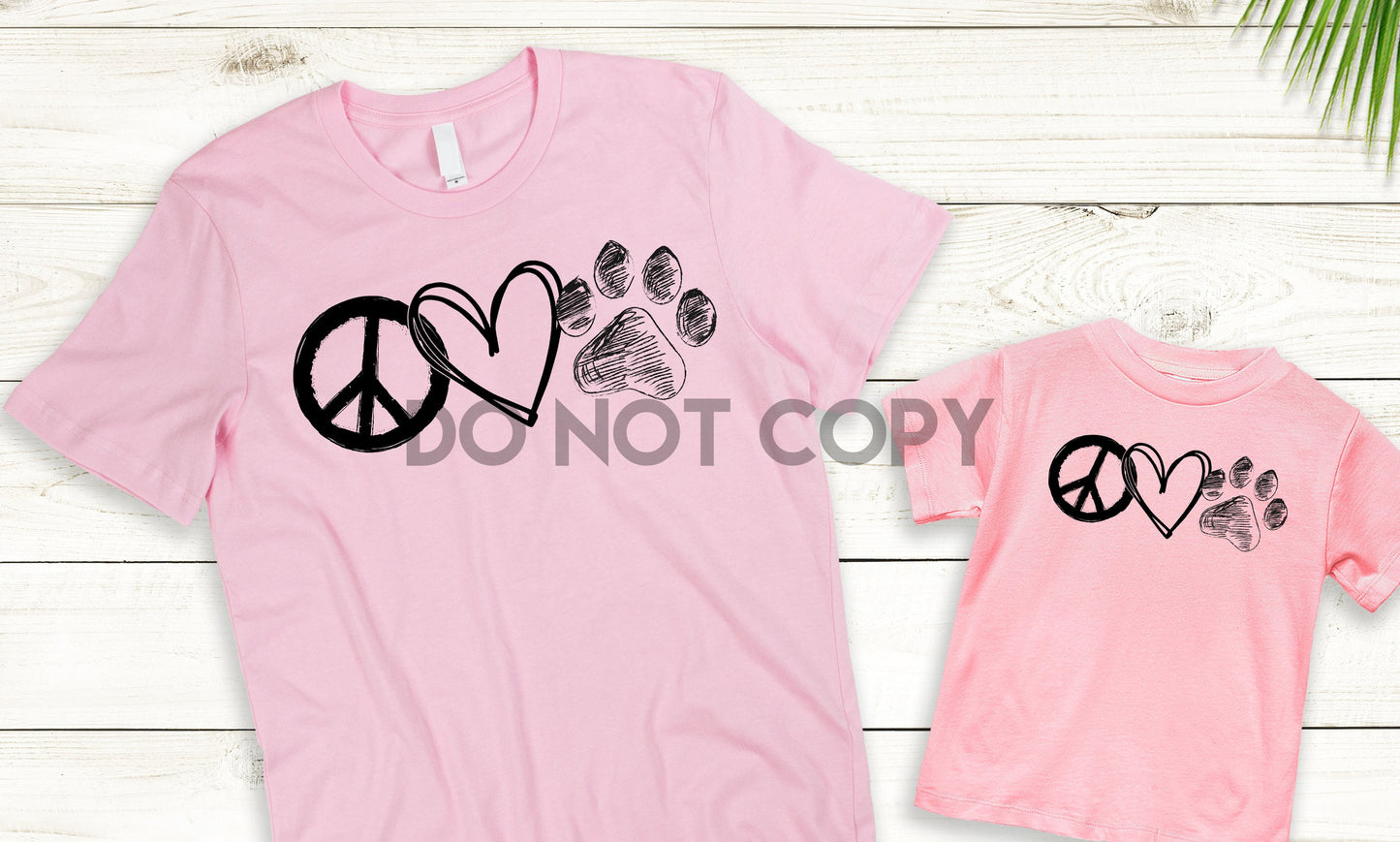 Peace love paw print one color Screen print transfer