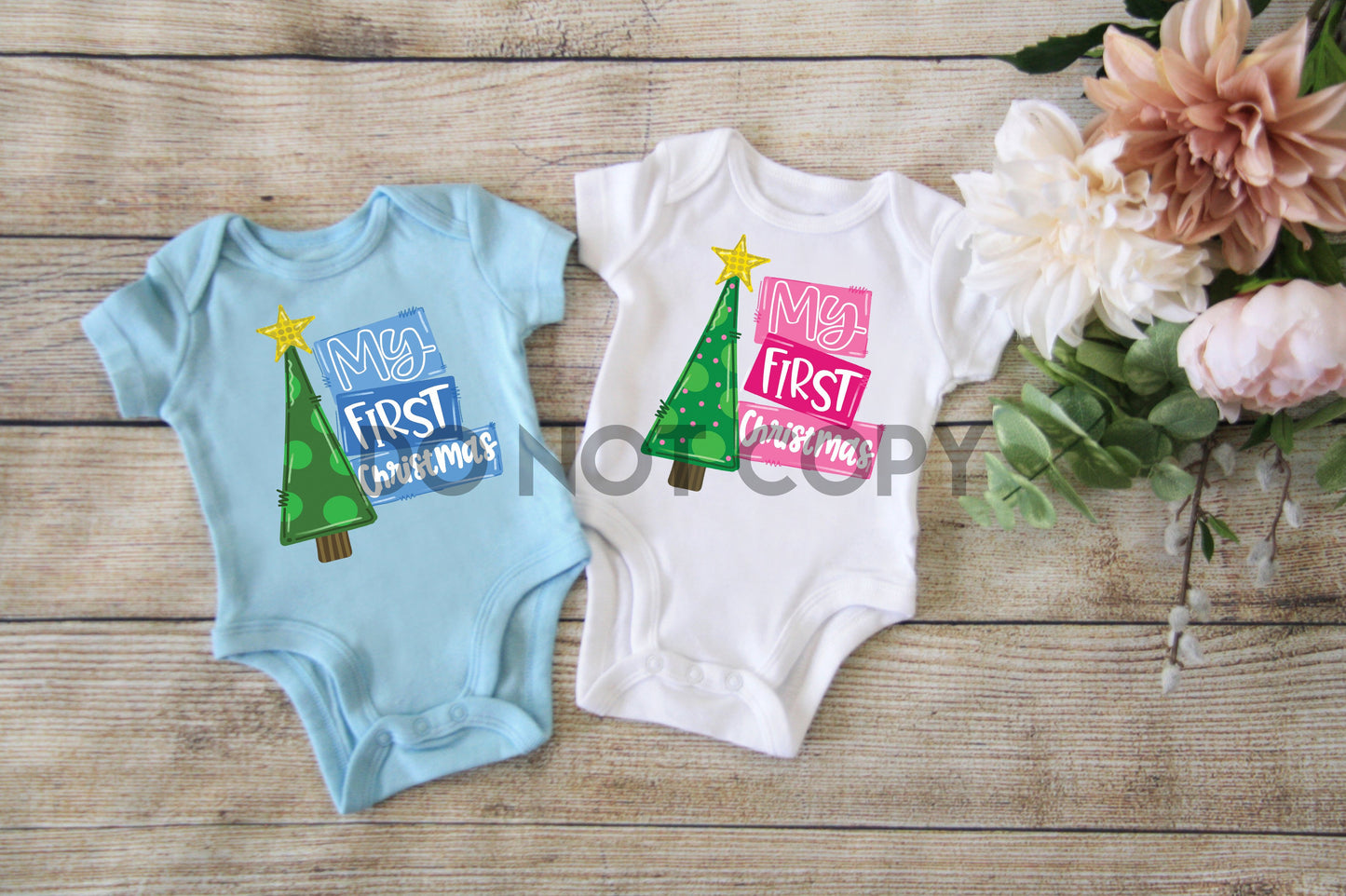 My first christmas boys or girls infant HIGH HEAT Full color Screen Print transfer