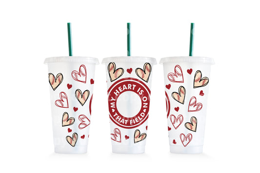 My Heart Is On That Field Baseball Cup Wrap 24oz Cold Cup Wrap