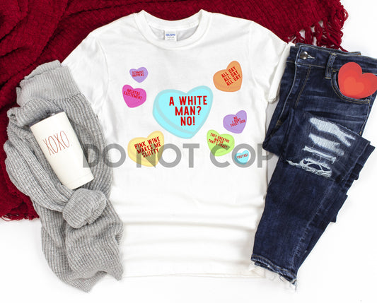 Impresión por sublimación de San Valentín en blanco con corazones de caramelo New Girl Conversation