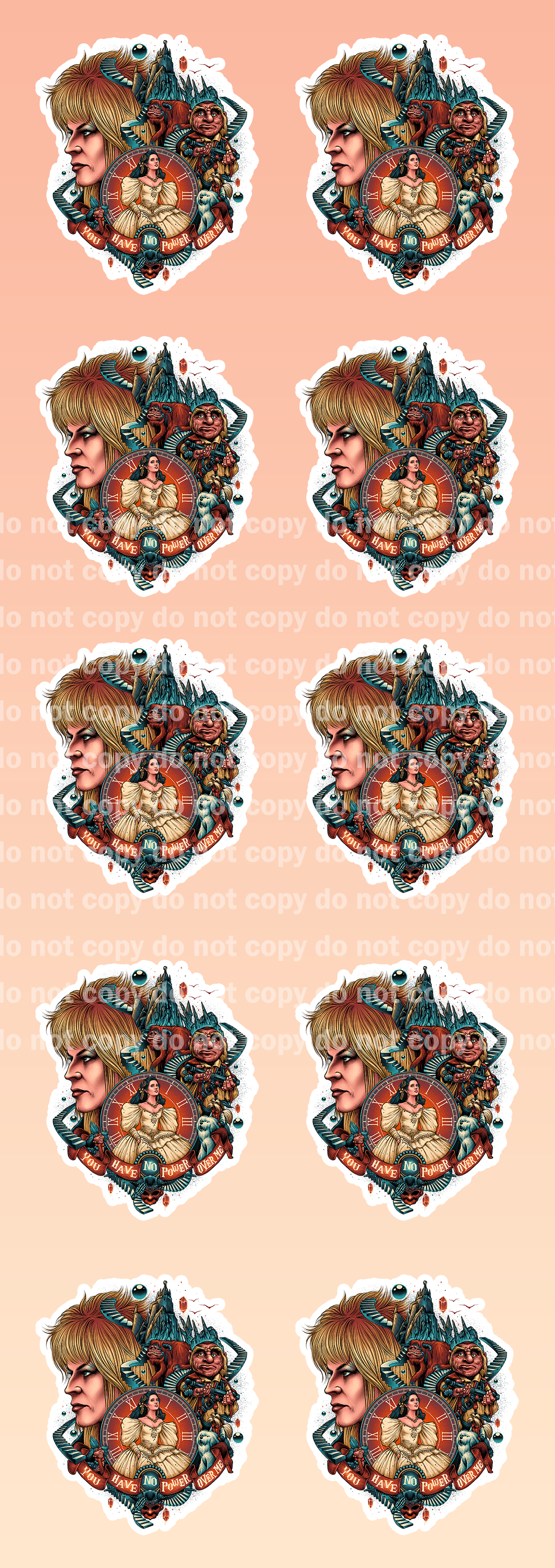 You Have No Power Over Me Full Color/One Color  Sticker Set - 10 Glossy Stickers per sheet