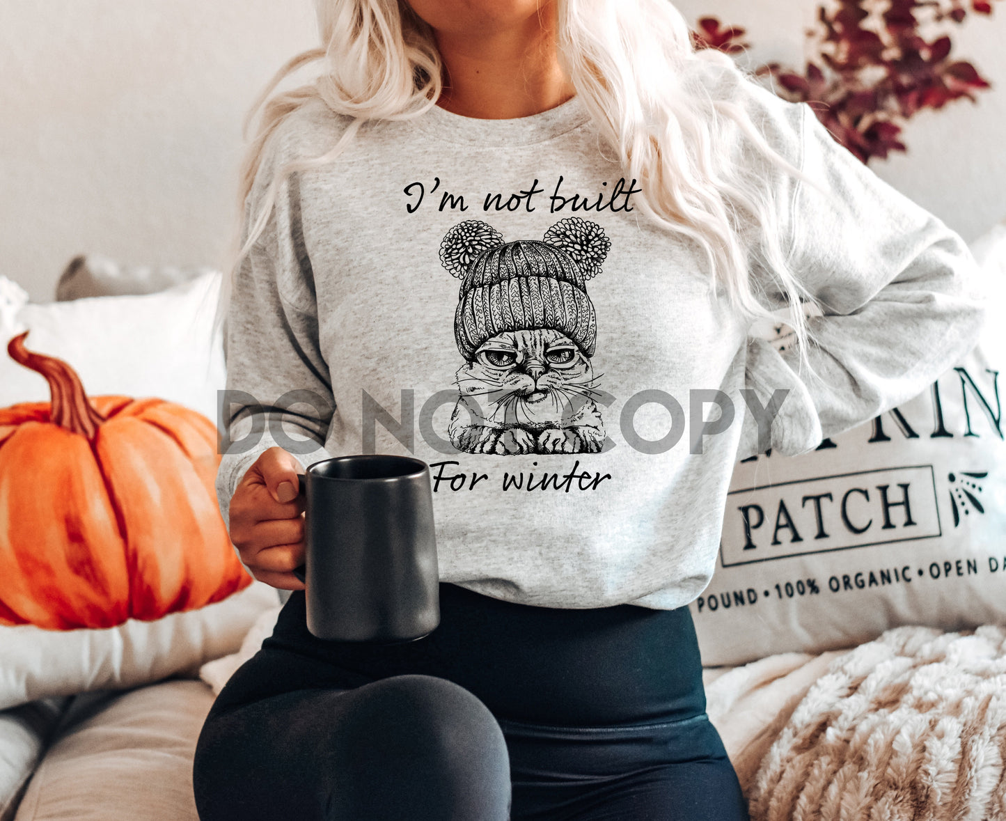 No estoy hecho para el invierno Grumpy Cat TINTA NEGRA transferencia de serigrafía de un color