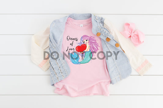 Sirena Océanos de Amor Corazón juvenil ALTO CALOR Transferencia de serigrafía a todo color 