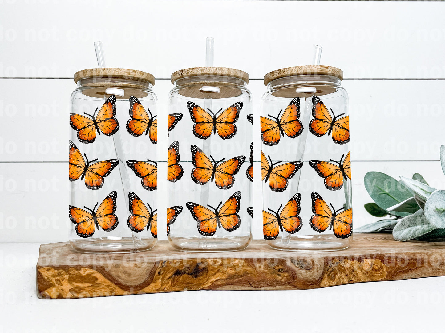 Orange Butterflies 16oz Cup Wrap
